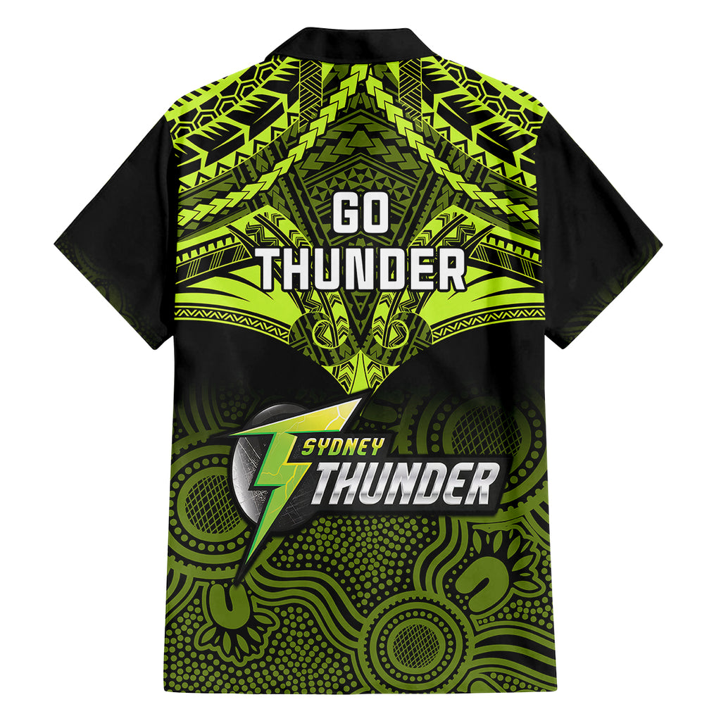 Sydney Thunder Cricket Family Matching Off Shoulder Long Sleeve Dress and Hawaiian Shirt 2023 Unique Indigenous Art Mix Polynesian Pattern LT14