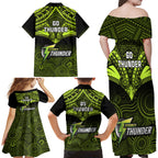 sydney-thunder-cricket-family-matching-off-shoulder-maxi-dress-and-hawaiian-shirt-2023-unique-indigenous-art-mix-polynesian-pattern