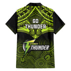 Sydney Thunder Cricket Family Matching Off Shoulder Short Dress and Hawaiian Shirt 2023 Unique Indigenous Art Mix Polynesian Pattern LT14