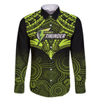 Sydney Thunder Cricket Family Matching Off Shoulder Short Dress and Hawaiian Shirt 2023 Unique Indigenous Art Mix Polynesian Pattern LT14