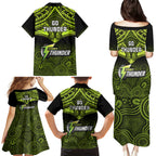 sydney-thunder-cricket-family-matching-puletasi-dress-and-hawaiian-shirt-2023-unique-indigenous-art-mix-polynesian-pattern