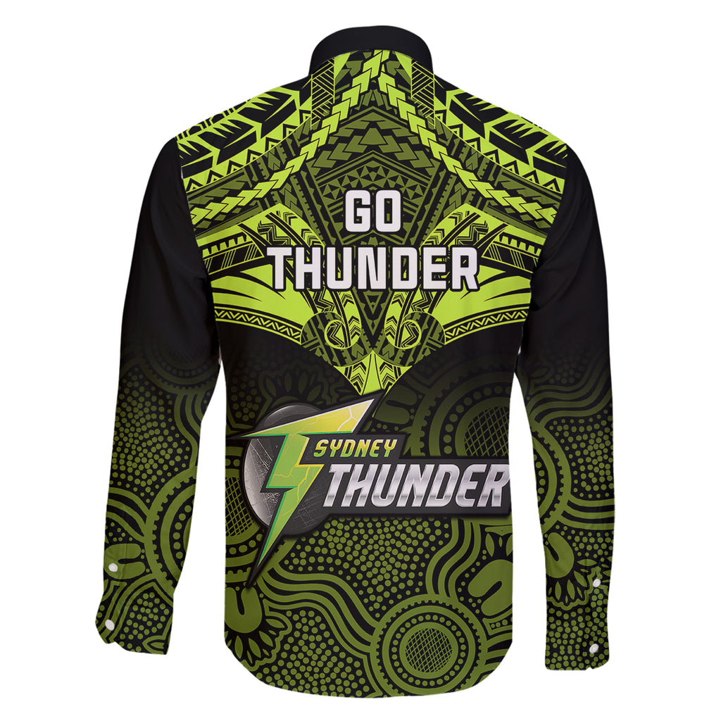 sydney-thunder-cricket-family-matching-summer-maxi-dress-and-hawaiian-shirt-2023-unique-indigenous-art-mix-polynesian-pattern
