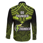 sydney-thunder-cricket-family-matching-summer-maxi-dress-and-hawaiian-shirt-2023-unique-indigenous-art-mix-polynesian-pattern