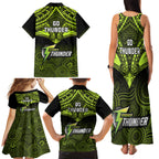 sydney-thunder-cricket-family-matching-tank-maxi-dress-and-hawaiian-shirt-2023-unique-indigenous-art-mix-polynesian-pattern