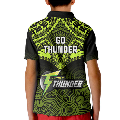 sydney-thunder-cricket-kid-polo-shirt-2023-unique-indigenous-art-mix-polynesian-pattern