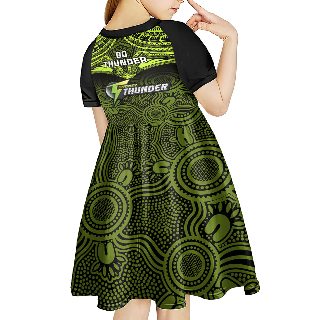 sydney-thunder-cricket-kid-short-sleeve-dress-2023-unique-indigenous-art-mix-polynesian-pattern
