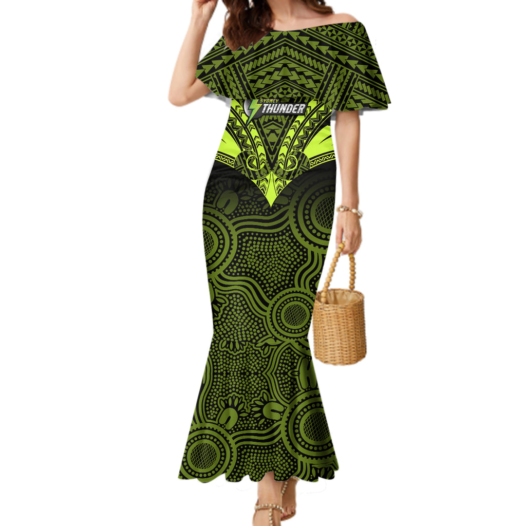 sydney-thunder-cricket-mermaid-dress-2023-unique-indigenous-art-mix-polynesian-pattern