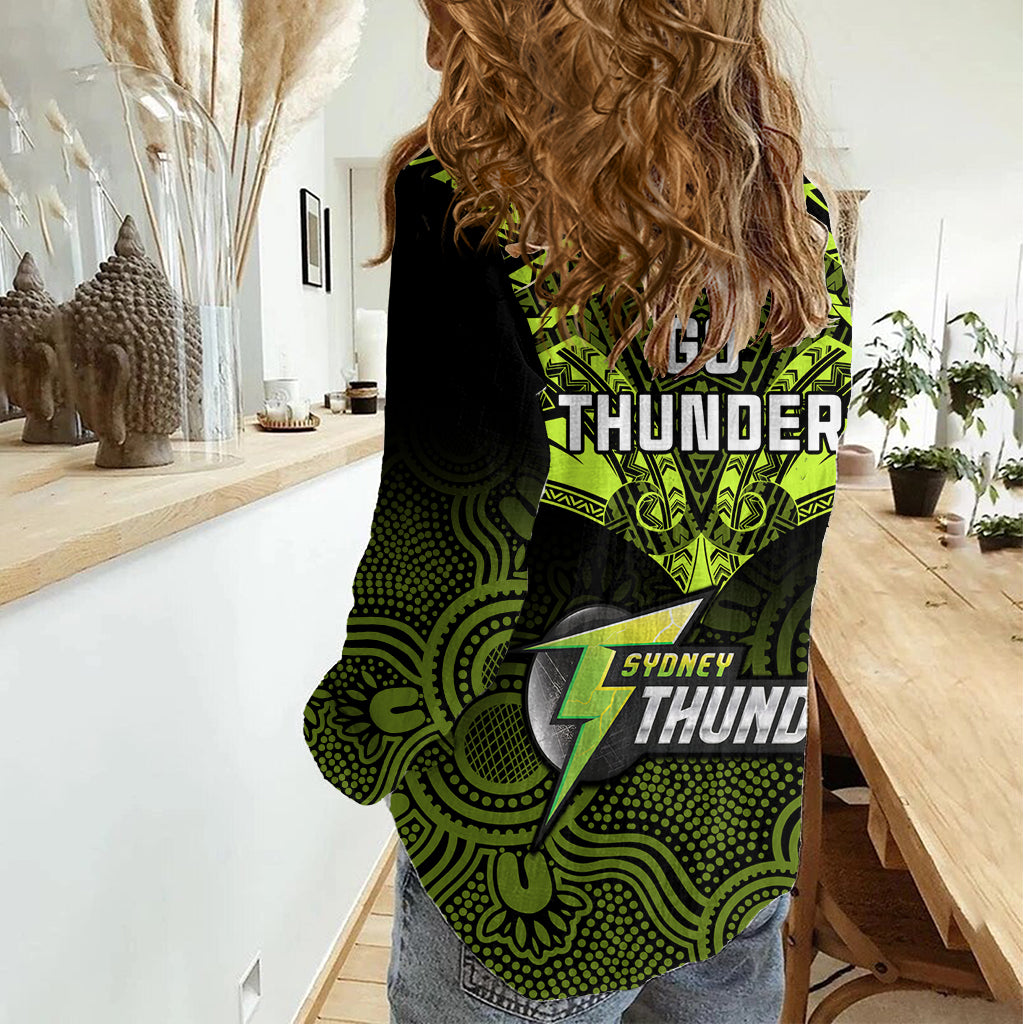 Sydney Thunder Cricket Women Casual Shirt 2023 Unique Indigenous Art Mix Polynesian Pattern LT14
