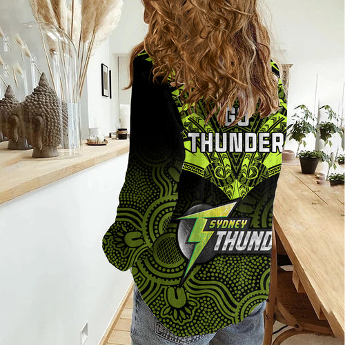 Sydney Thunder Cricket Women Casual Shirt 2023 Unique Indigenous Art Mix Polynesian Pattern LT14