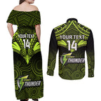custom-sydney-thunder-cricket-couples-matching-off-shoulder-maxi-dress-and-long-sleeve-button-shirts-2023-unique-indigenous-art-mix-polynesian-pattern