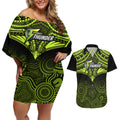 custom-sydney-thunder-cricket-couples-matching-off-shoulder-short-dress-and-hawaiian-shirt-2023-unique-indigenous-art-mix-polynesian-pattern