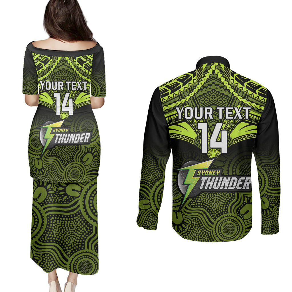 custom-sydney-thunder-cricket-couples-matching-puletasi-dress-and-long-sleeve-button-shirts-2023-unique-indigenous-art-mix-polynesian-pattern