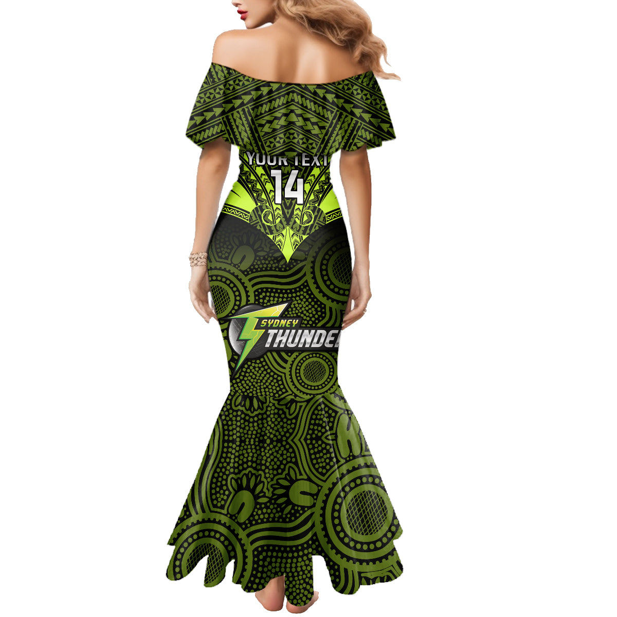 custom-sydney-thunder-cricket-family-matching-mermaid-dress-and-hawaiian-shirt-2023-unique-indigenous-art-mix-polynesian-pattern