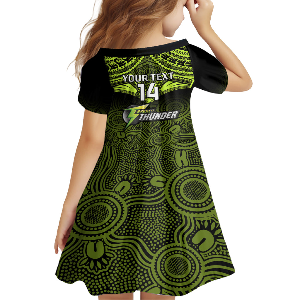 Custom Sydney Thunder Cricket Family Matching Off Shoulder Long Sleeve Dress and Hawaiian Shirt 2023 Unique Indigenous Art Mix Polynesian Pattern LT14