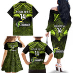 Custom Sydney Thunder Cricket Family Matching Off Shoulder Long Sleeve Dress and Hawaiian Shirt 2023 Unique Indigenous Art Mix Polynesian Pattern LT14