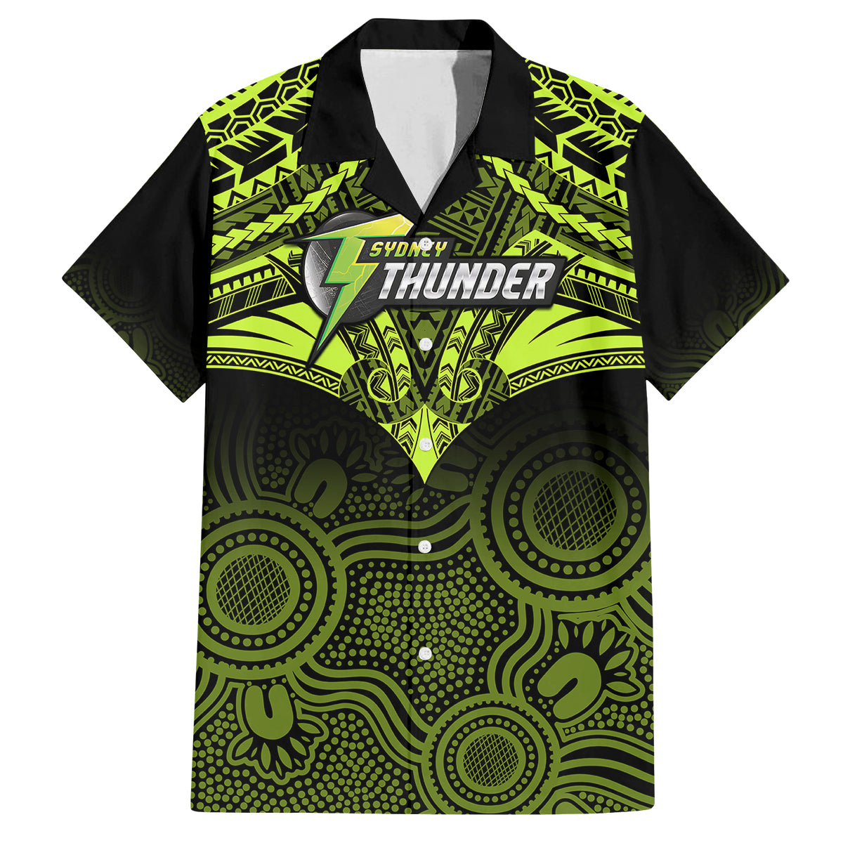 Custom Sydney Thunder Cricket Family Matching Off Shoulder Long Sleeve Dress and Hawaiian Shirt 2023 Unique Indigenous Art Mix Polynesian Pattern LT14