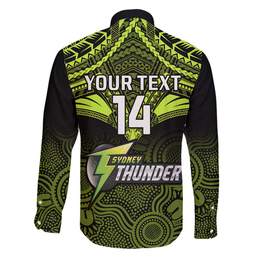 Custom Sydney Thunder Cricket Family Matching Off Shoulder Long Sleeve Dress and Hawaiian Shirt 2023 Unique Indigenous Art Mix Polynesian Pattern LT14