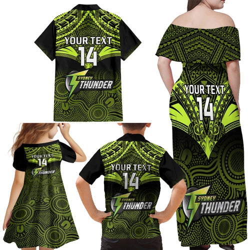 custom-sydney-thunder-cricket-family-matching-off-shoulder-maxi-dress-and-hawaiian-shirt-2023-unique-indigenous-art-mix-polynesian-pattern