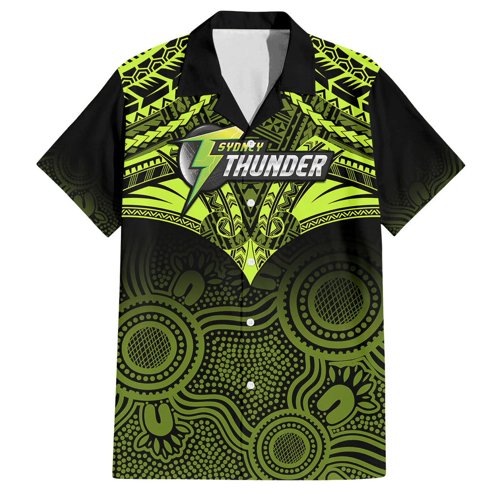 custom-sydney-thunder-cricket-family-matching-off-shoulder-maxi-dress-and-hawaiian-shirt-2023-unique-indigenous-art-mix-polynesian-pattern