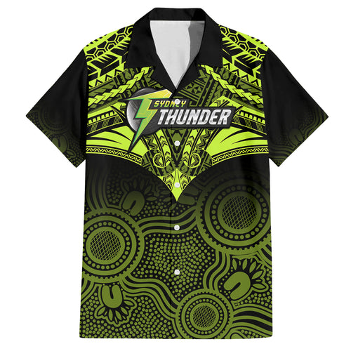 custom-sydney-thunder-cricket-family-matching-off-shoulder-maxi-dress-and-hawaiian-shirt-2023-unique-indigenous-art-mix-polynesian-pattern