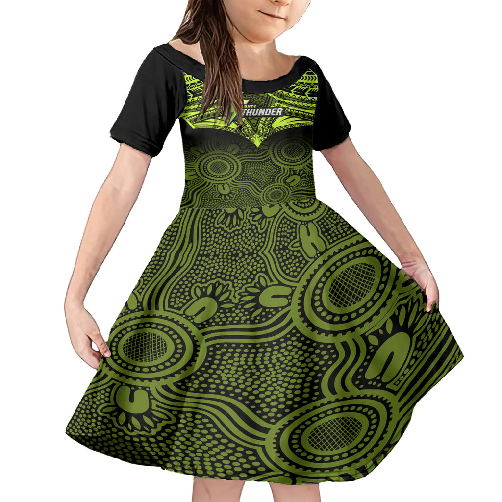 Custom Sydney Thunder Cricket Family Matching Off Shoulder Short Dress and Hawaiian Shirt 2023 Unique Indigenous Art Mix Polynesian Pattern LT14