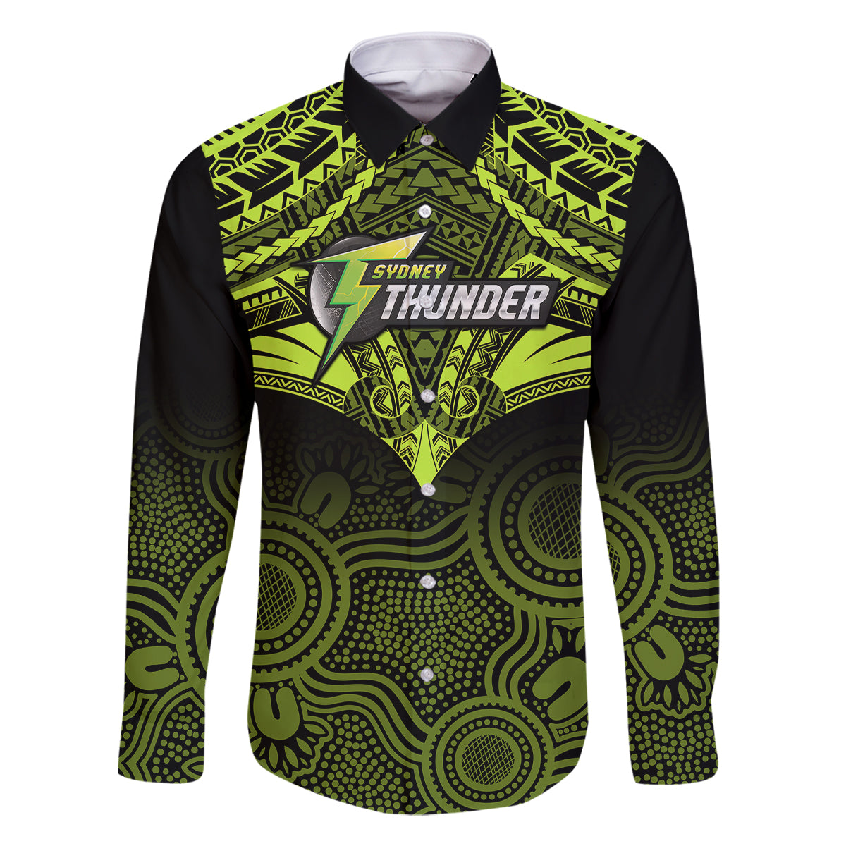 Custom Sydney Thunder Cricket Family Matching Off Shoulder Short Dress and Hawaiian Shirt 2023 Unique Indigenous Art Mix Polynesian Pattern LT14