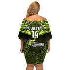 Custom Sydney Thunder Cricket Family Matching Off Shoulder Short Dress and Hawaiian Shirt 2023 Unique Indigenous Art Mix Polynesian Pattern LT14
