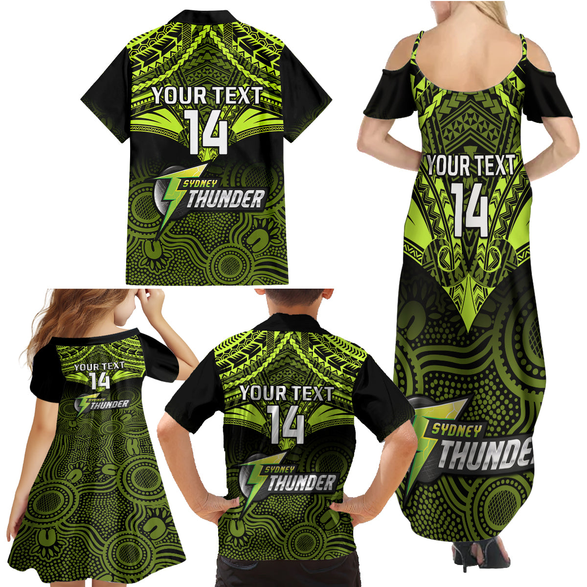 custom-sydney-thunder-cricket-family-matching-summer-maxi-dress-and-hawaiian-shirt-2023-unique-indigenous-art-mix-polynesian-pattern