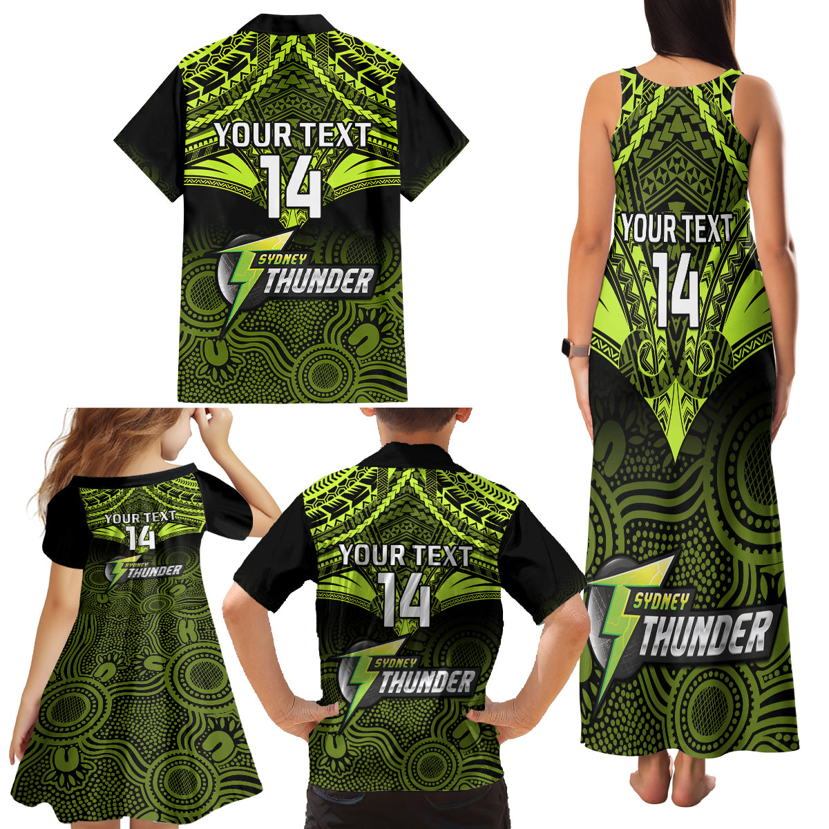 custom-sydney-thunder-cricket-family-matching-tank-maxi-dress-and-hawaiian-shirt-2023-unique-indigenous-art-mix-polynesian-pattern