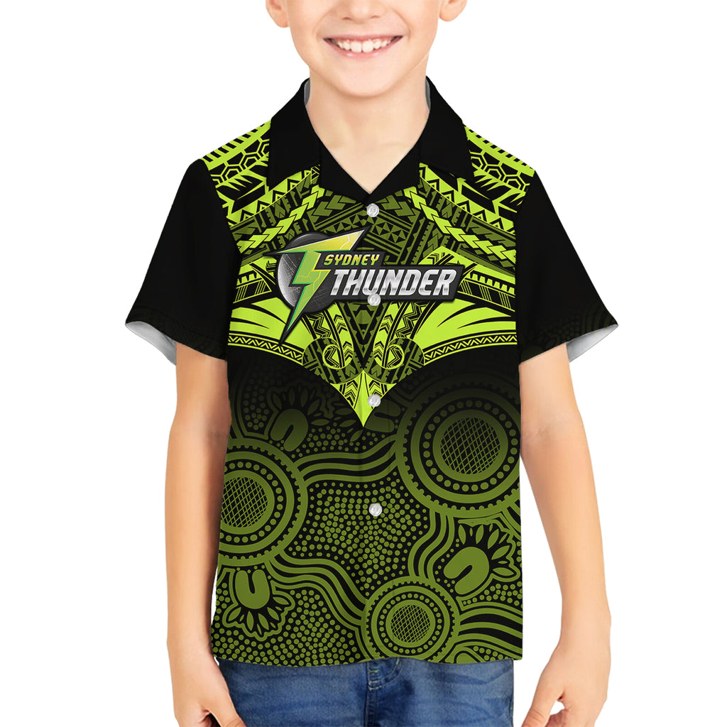 custom-sydney-thunder-cricket-kid-hawaiian-shirt-2023-unique-indigenous-art-mix-polynesian-pattern