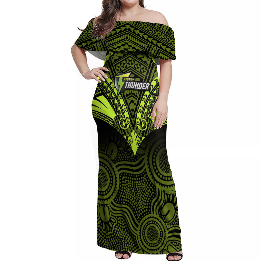 custom-sydney-thunder-cricket-off-shoulder-maxi-dress-2023-unique-indigenous-art-mix-polynesian-pattern