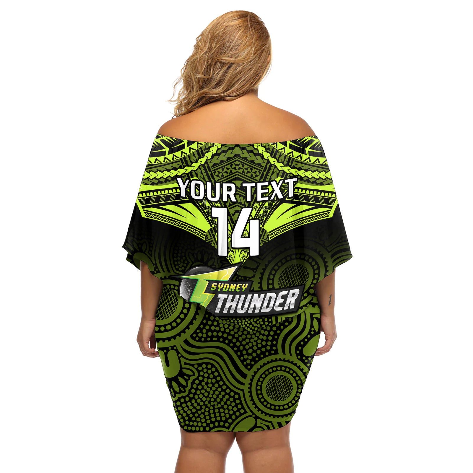 custom-sydney-thunder-cricket-off-shoulder-short-dress-2023-unique-indigenous-art-mix-polynesian-pattern
