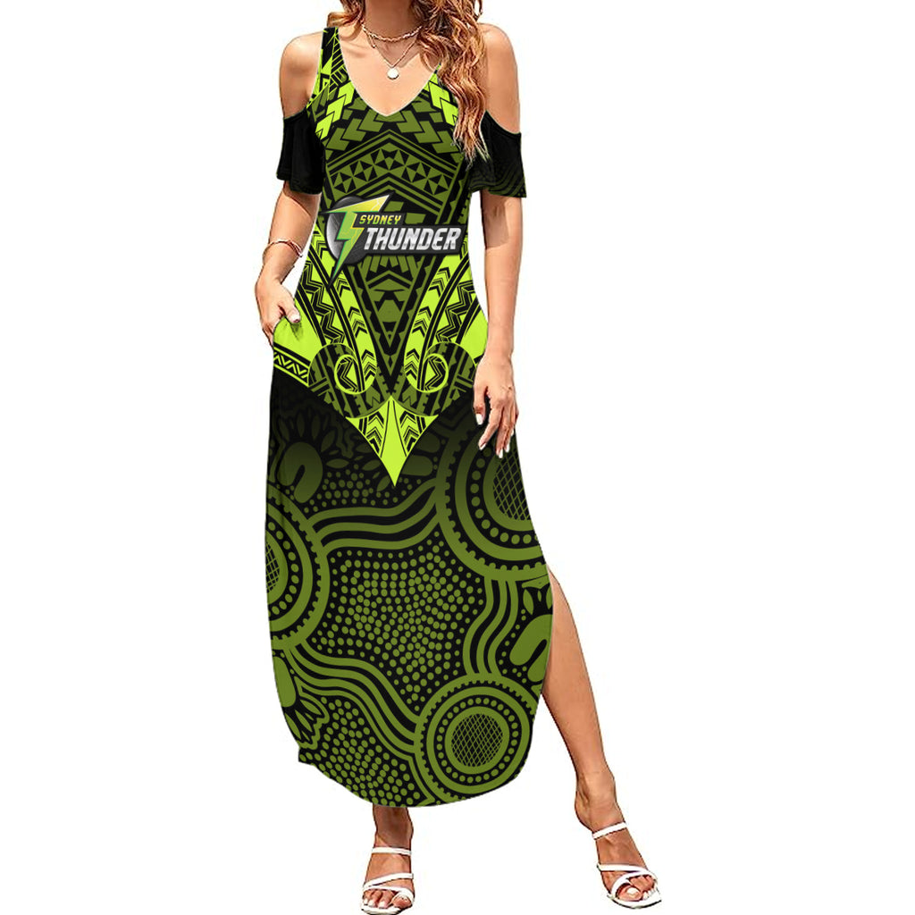 custom-sydney-thunder-cricket-summer-maxi-dress-2023-unique-indigenous-art-mix-polynesian-pattern