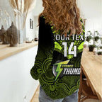 Custom Sydney Thunder Cricket Women Casual Shirt 2023 Unique Indigenous Art Mix Polynesian Pattern LT14