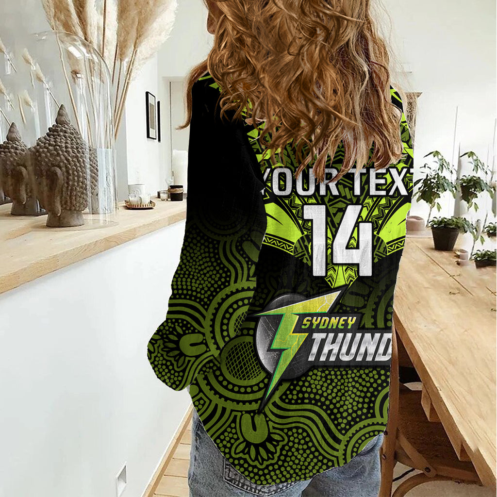 Custom Sydney Thunder Cricket Women Casual Shirt 2023 Unique Indigenous Art Mix Polynesian Pattern LT14