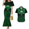 melbourne-stars-cricket-couples-matching-mermaid-dress-and-hawaiian-shirt-2023-unique-indigenous-art-mix-polynesian-pattern