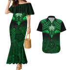 melbourne-stars-cricket-couples-matching-mermaid-dress-and-hawaiian-shirt-2023-unique-indigenous-art-mix-polynesian-pattern