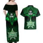 melbourne-stars-cricket-couples-matching-off-shoulder-maxi-dress-and-hawaiian-shirt-2023-unique-indigenous-art-mix-polynesian-pattern