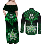melbourne-stars-cricket-couples-matching-off-shoulder-maxi-dress-and-long-sleeve-button-shirts-2023-unique-indigenous-art-mix-polynesian-pattern