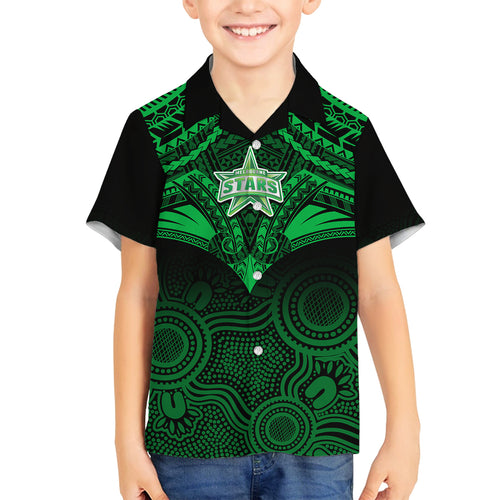 melbourne-stars-cricket-family-matching-mermaid-dress-and-hawaiian-shirt-2023-unique-indigenous-art-mix-polynesian-pattern