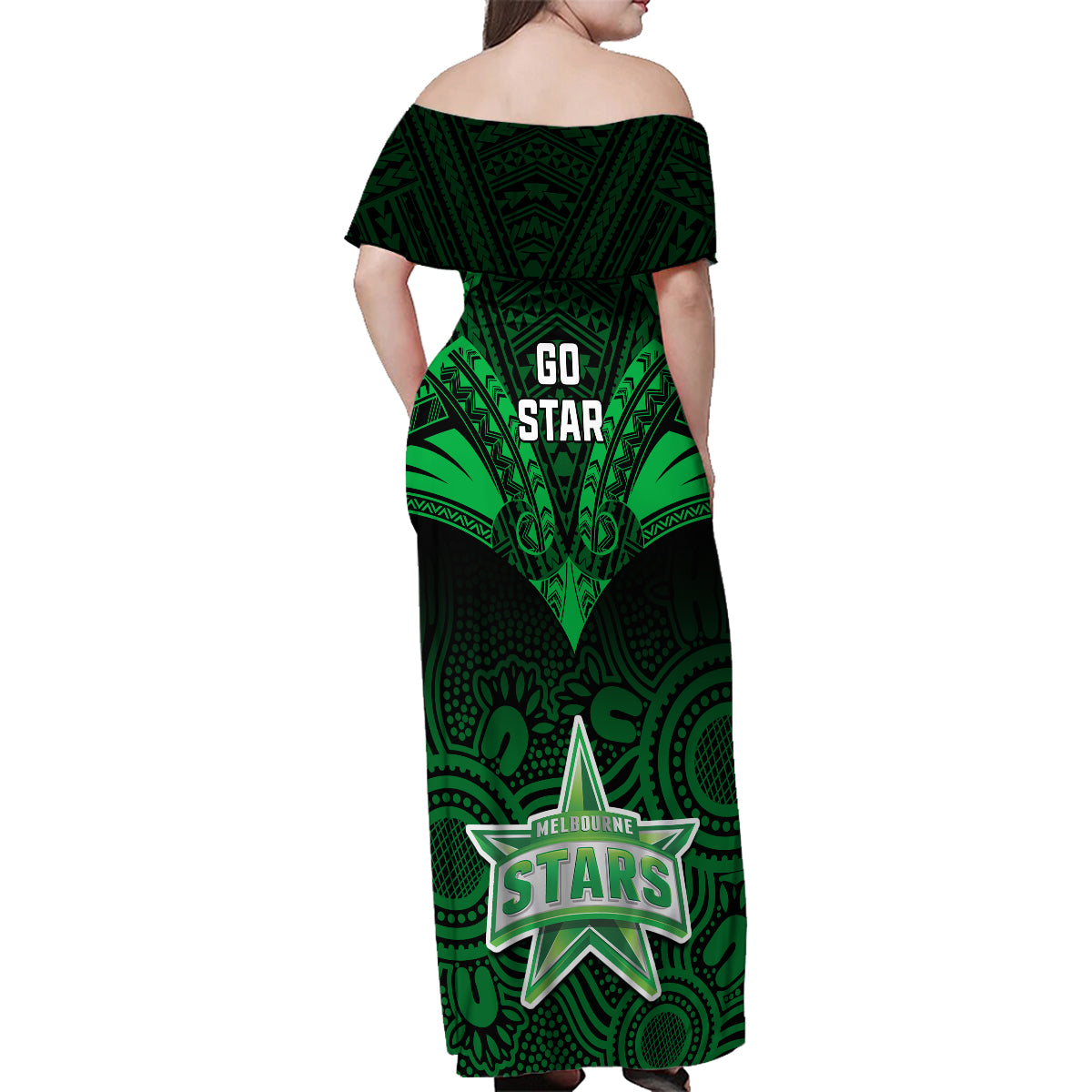 melbourne-stars-cricket-family-matching-off-shoulder-maxi-dress-and-hawaiian-shirt-2023-unique-indigenous-art-mix-polynesian-pattern