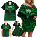 Melbourne Stars Cricket Family Matching Off Shoulder Short Dress and Hawaiian Shirt 2023 Unique Indigenous Art Mix Polynesian Pattern LT14