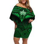 Melbourne Stars Cricket Family Matching Off Shoulder Short Dress and Hawaiian Shirt 2023 Unique Indigenous Art Mix Polynesian Pattern LT14