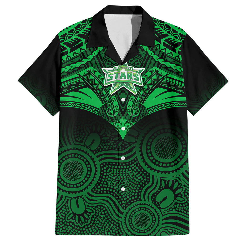 melbourne-stars-cricket-family-matching-puletasi-dress-and-hawaiian-shirt-2023-unique-indigenous-art-mix-polynesian-pattern