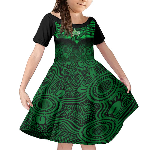 melbourne-stars-cricket-family-matching-summer-maxi-dress-and-hawaiian-shirt-2023-unique-indigenous-art-mix-polynesian-pattern