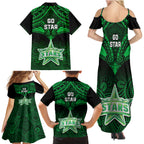 melbourne-stars-cricket-family-matching-summer-maxi-dress-and-hawaiian-shirt-2023-unique-indigenous-art-mix-polynesian-pattern