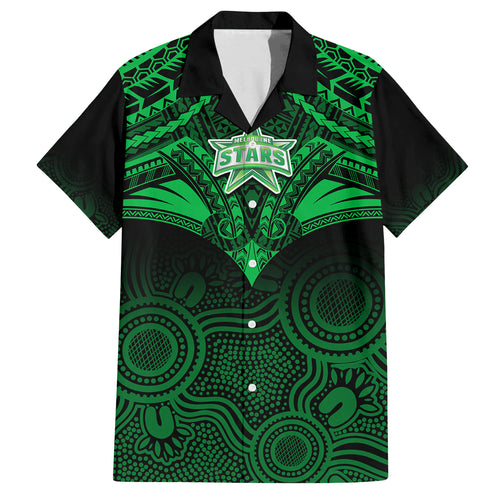 melbourne-stars-cricket-family-matching-tank-maxi-dress-and-hawaiian-shirt-2023-unique-indigenous-art-mix-polynesian-pattern