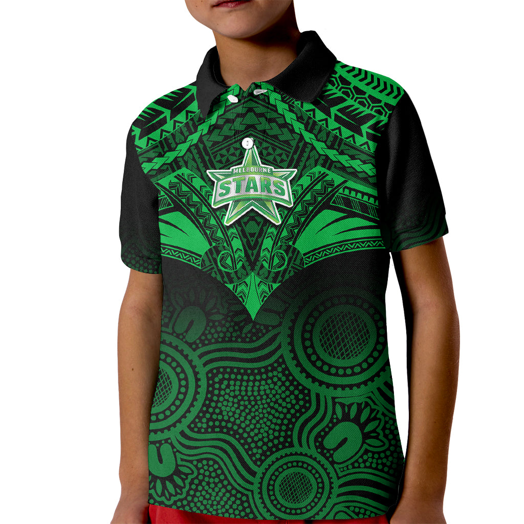 melbourne-stars-cricket-kid-polo-shirt-2023-unique-indigenous-art-mix-polynesian-pattern