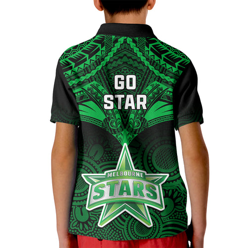melbourne-stars-cricket-kid-polo-shirt-2023-unique-indigenous-art-mix-polynesian-pattern