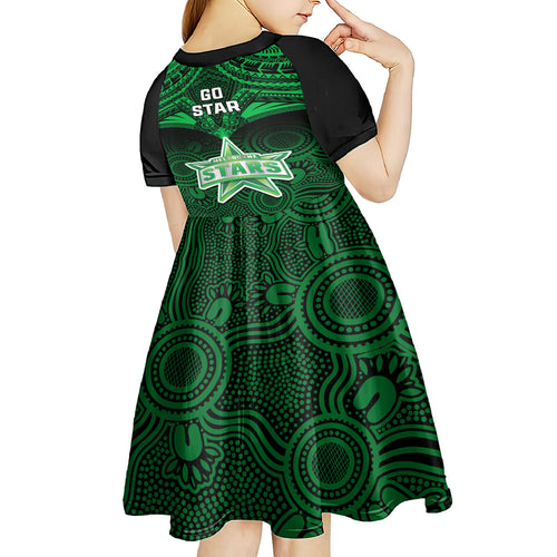melbourne-stars-cricket-kid-short-sleeve-dress-2023-unique-indigenous-art-mix-polynesian-pattern